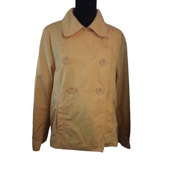 L. L. Bean Double Breasted Pea Raincoat Jacket Women Size Large Fall Spring - Picture 2 of 10